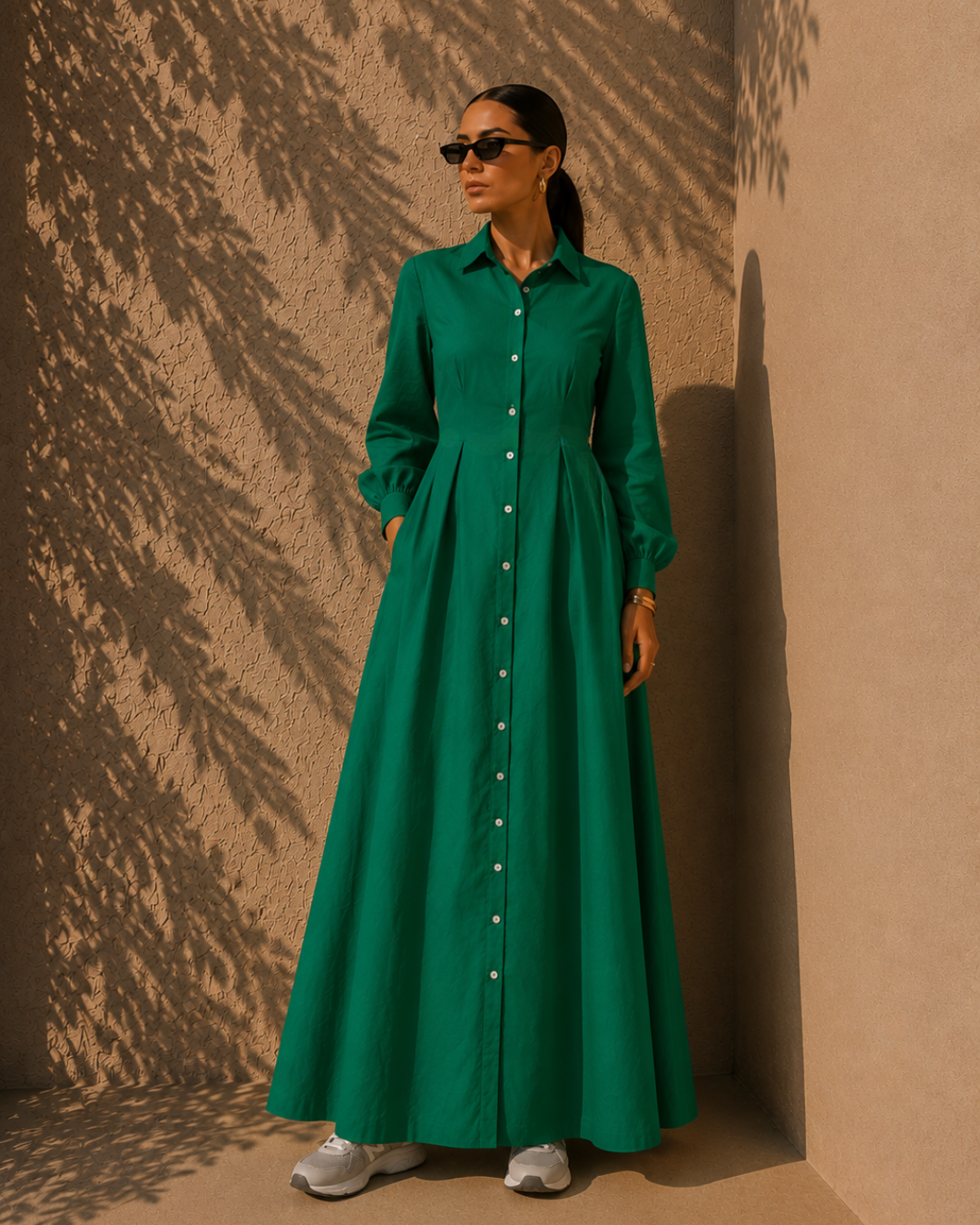 The Élan Shirt Dress – Green