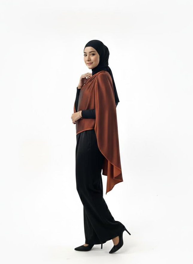 Wisal Double-Faced Poncho- Molten Bronze