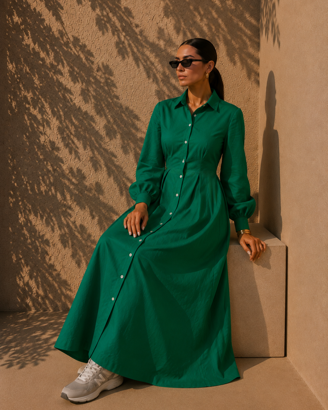 The Élan Shirt Dress – Green