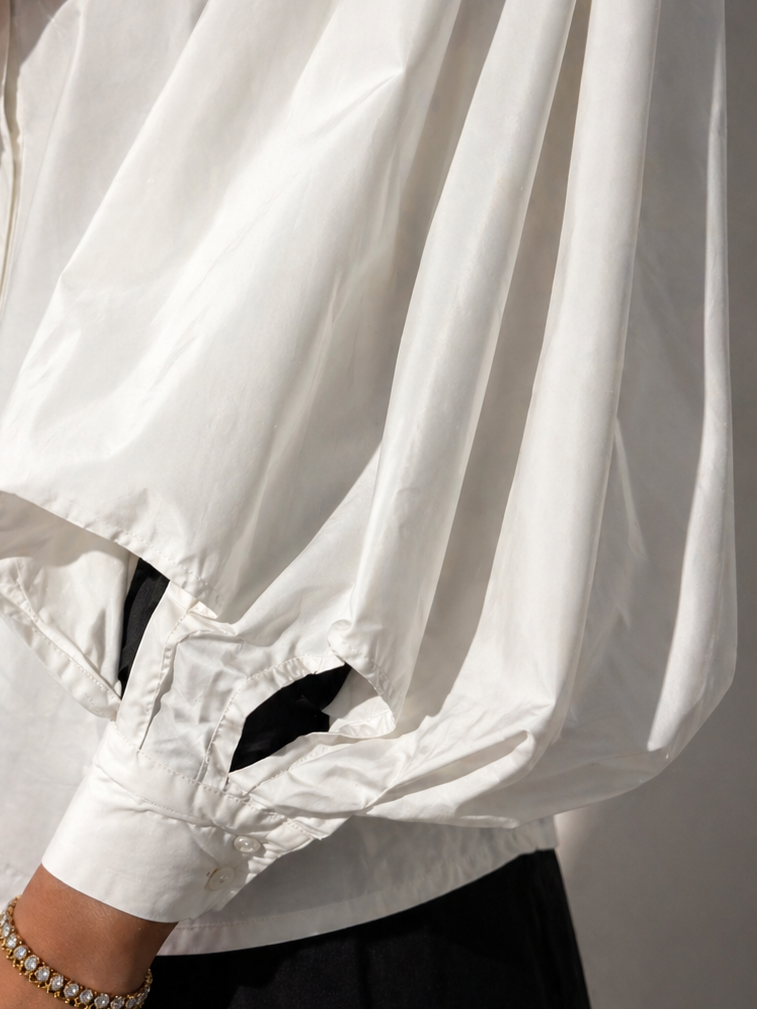 Origami Sleeve Structured Shirt – White