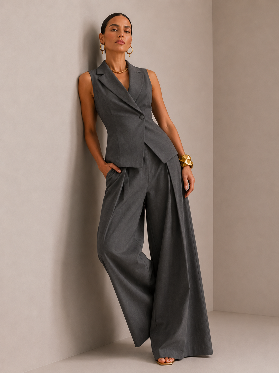 The Grey Tailored Waistcoat Co-Ord