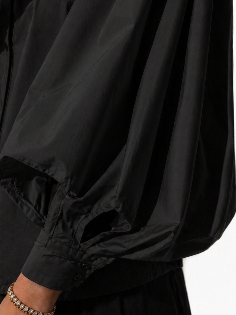 Origami Sleeve Structured Shirt – Noir