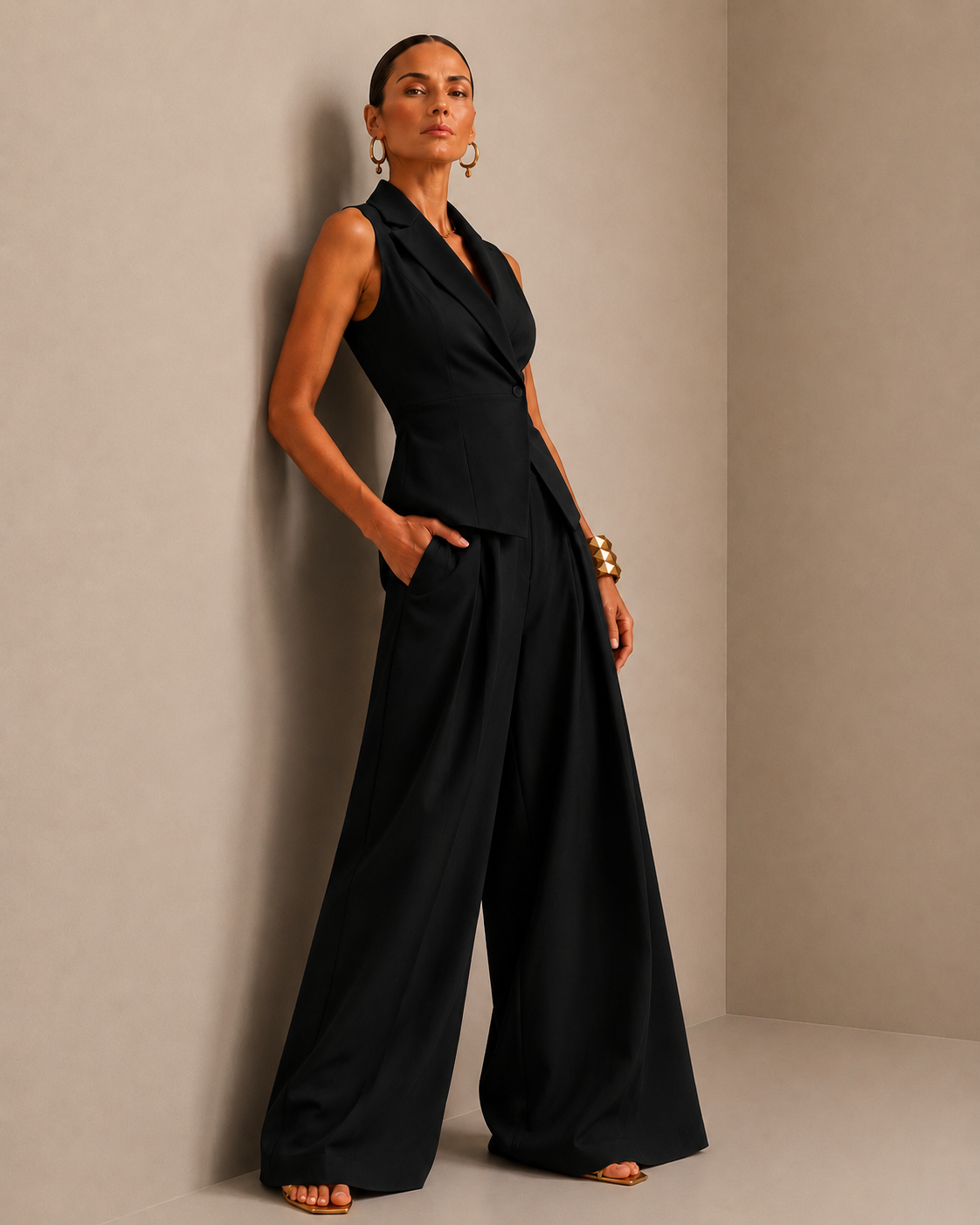 The Black Tailored Waistcoat Co-Ord