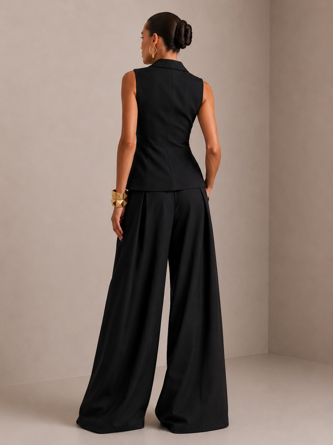 The Black Tailored Waistcoat Co-Ord