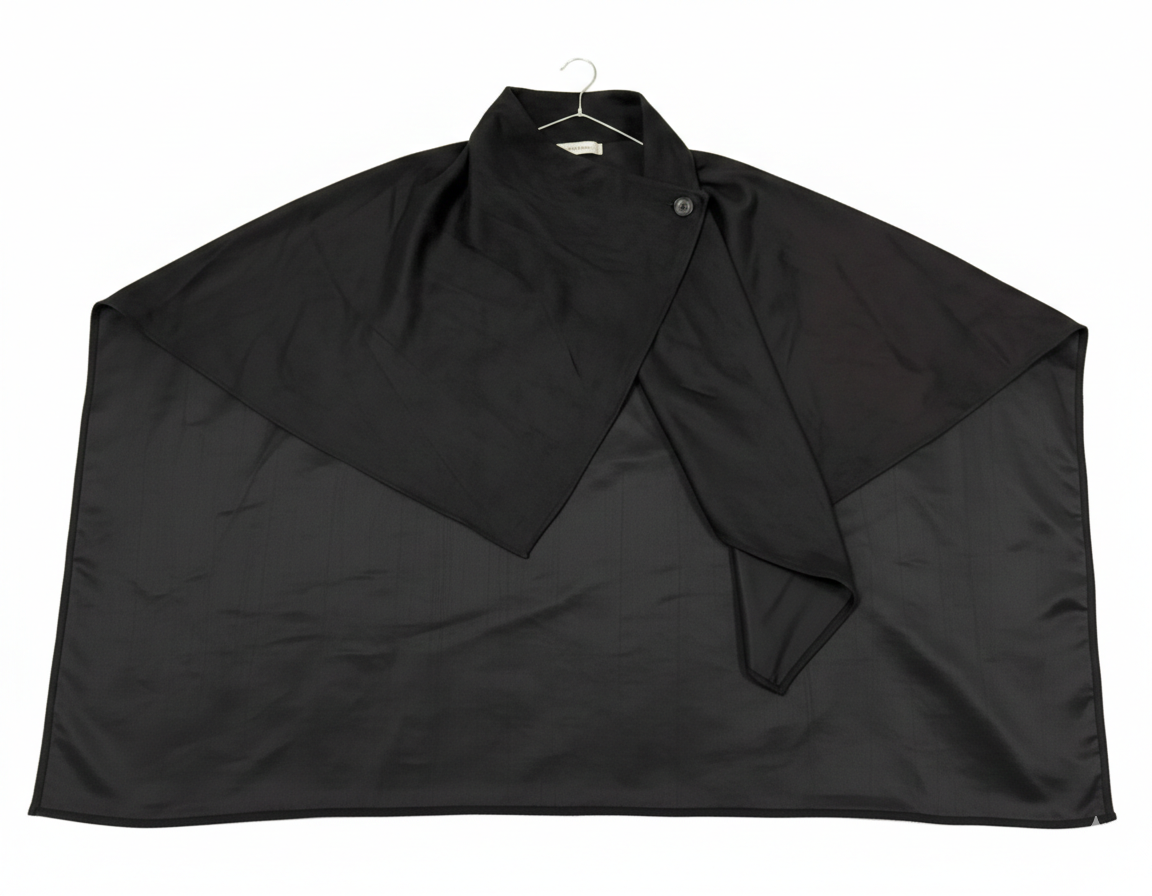 Sukoon Suede Poncho-Midnight Black