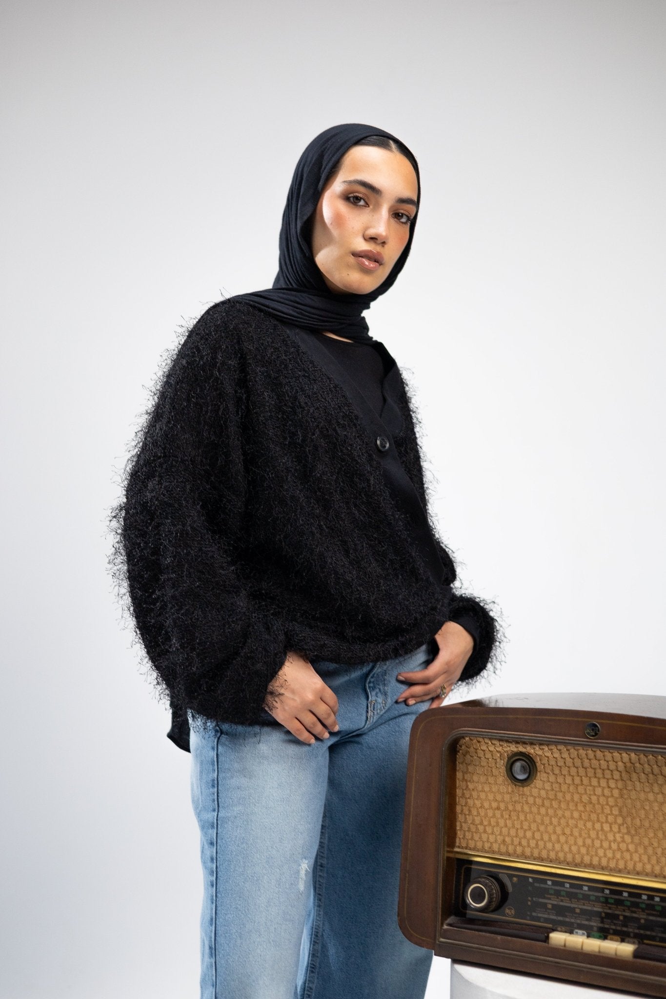 Mohair Long-Thread Cardigan
