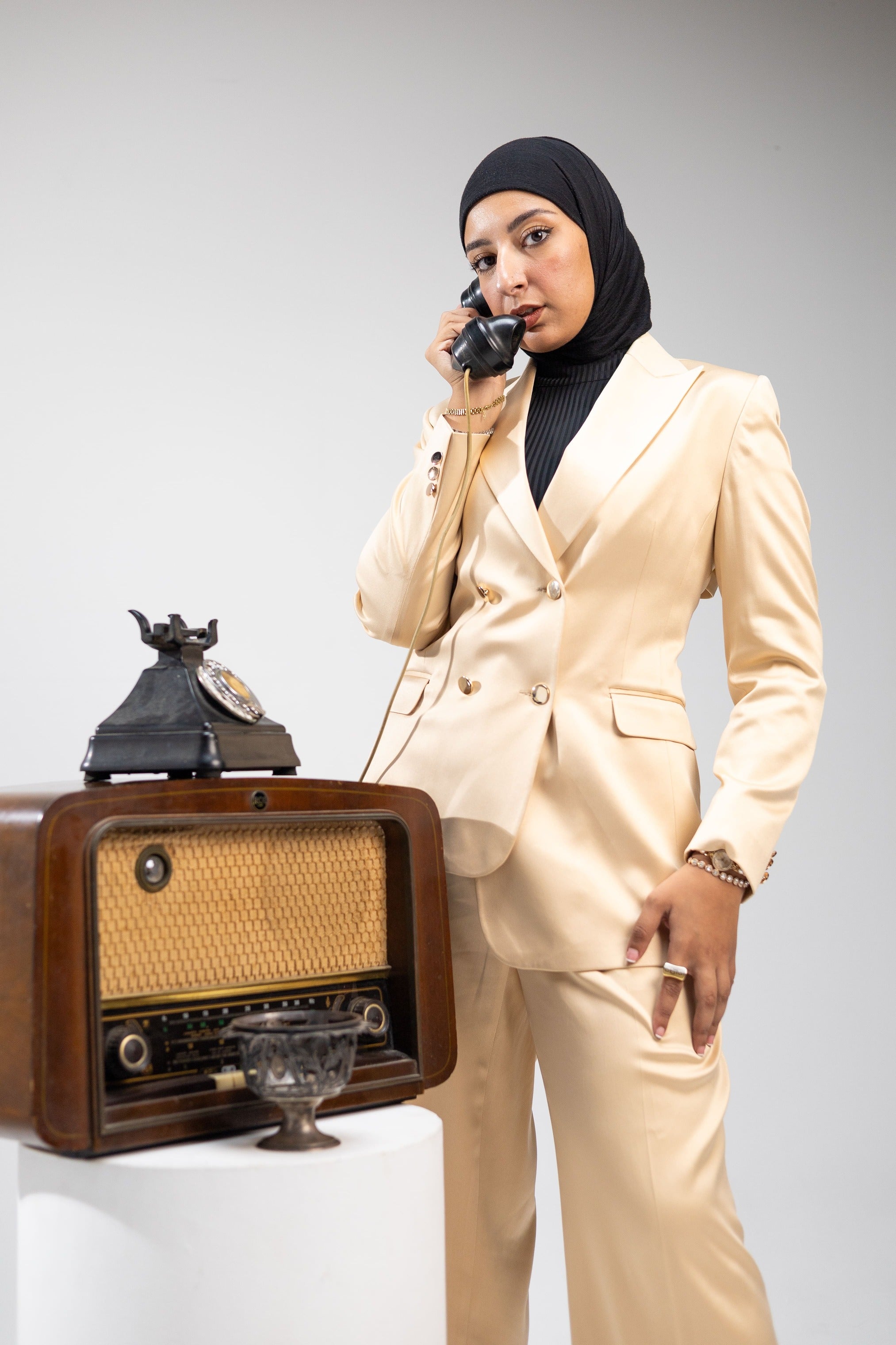 Beige Tailored Lace-Back Blazer