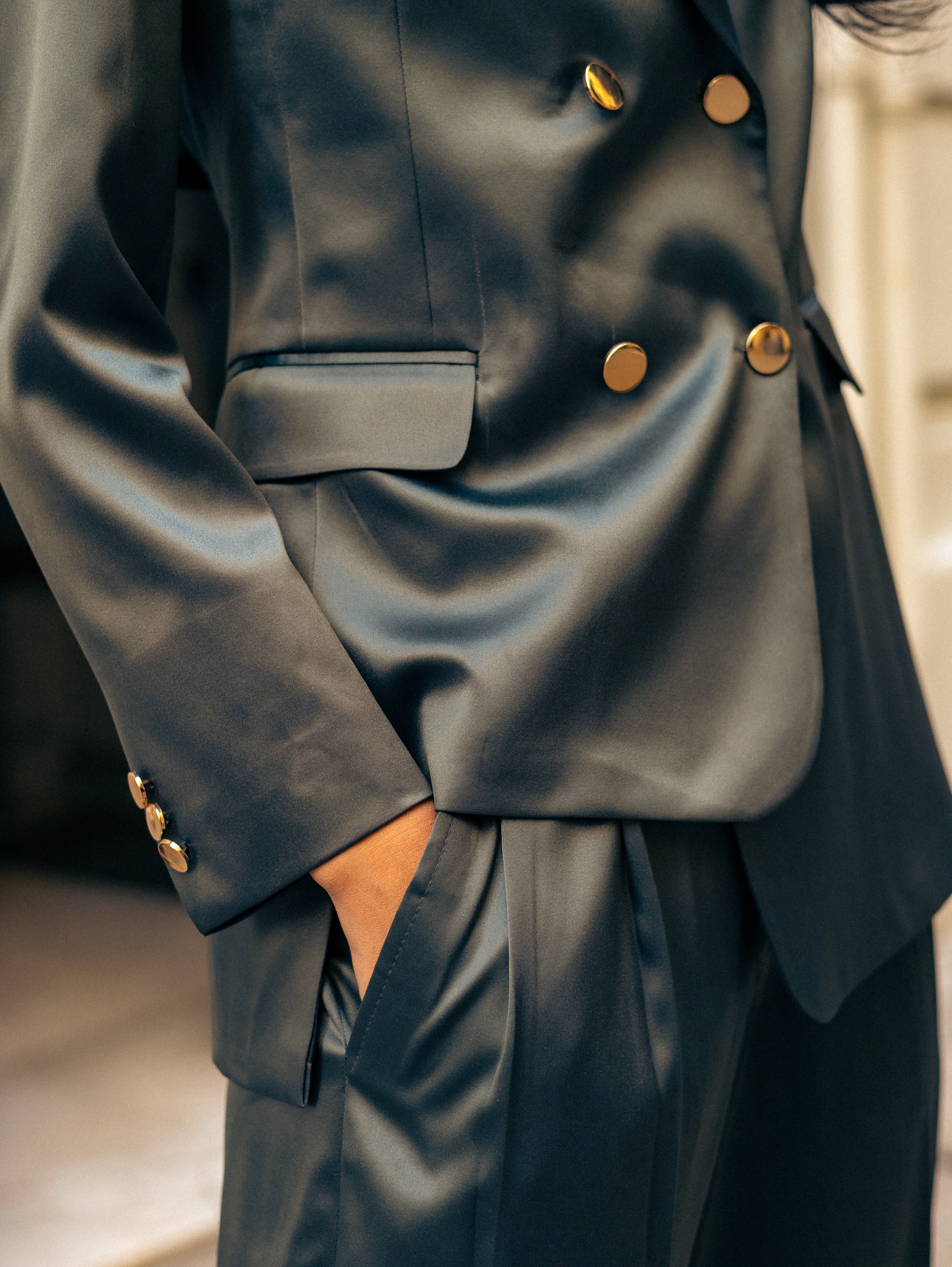 Sage Green Tailored Lace-Back Suit