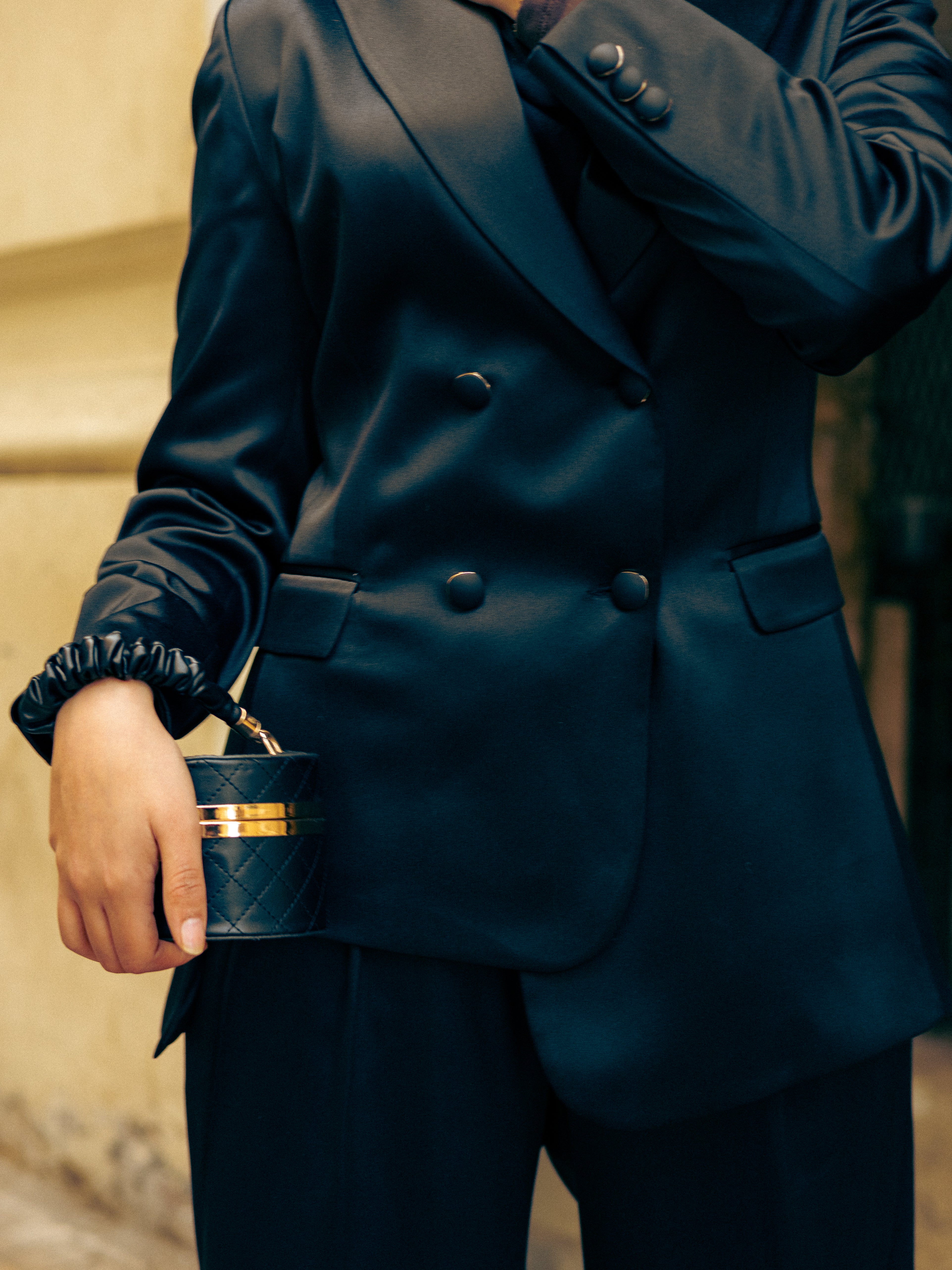 Black Tailored Lace-Back Suit