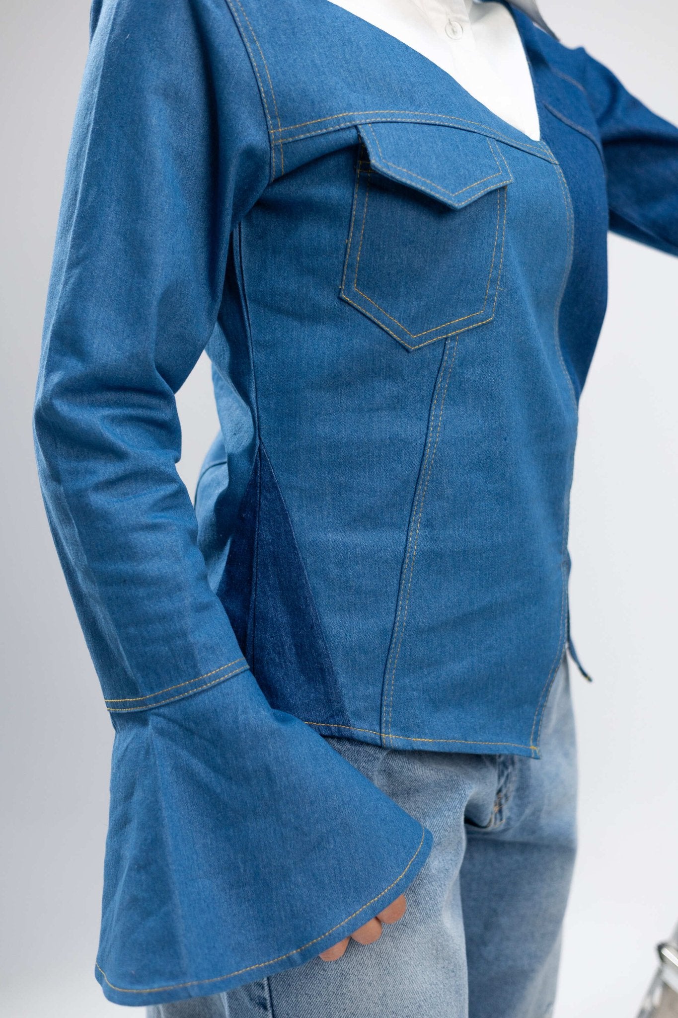 Denim Destressed Top - Fatima Egy