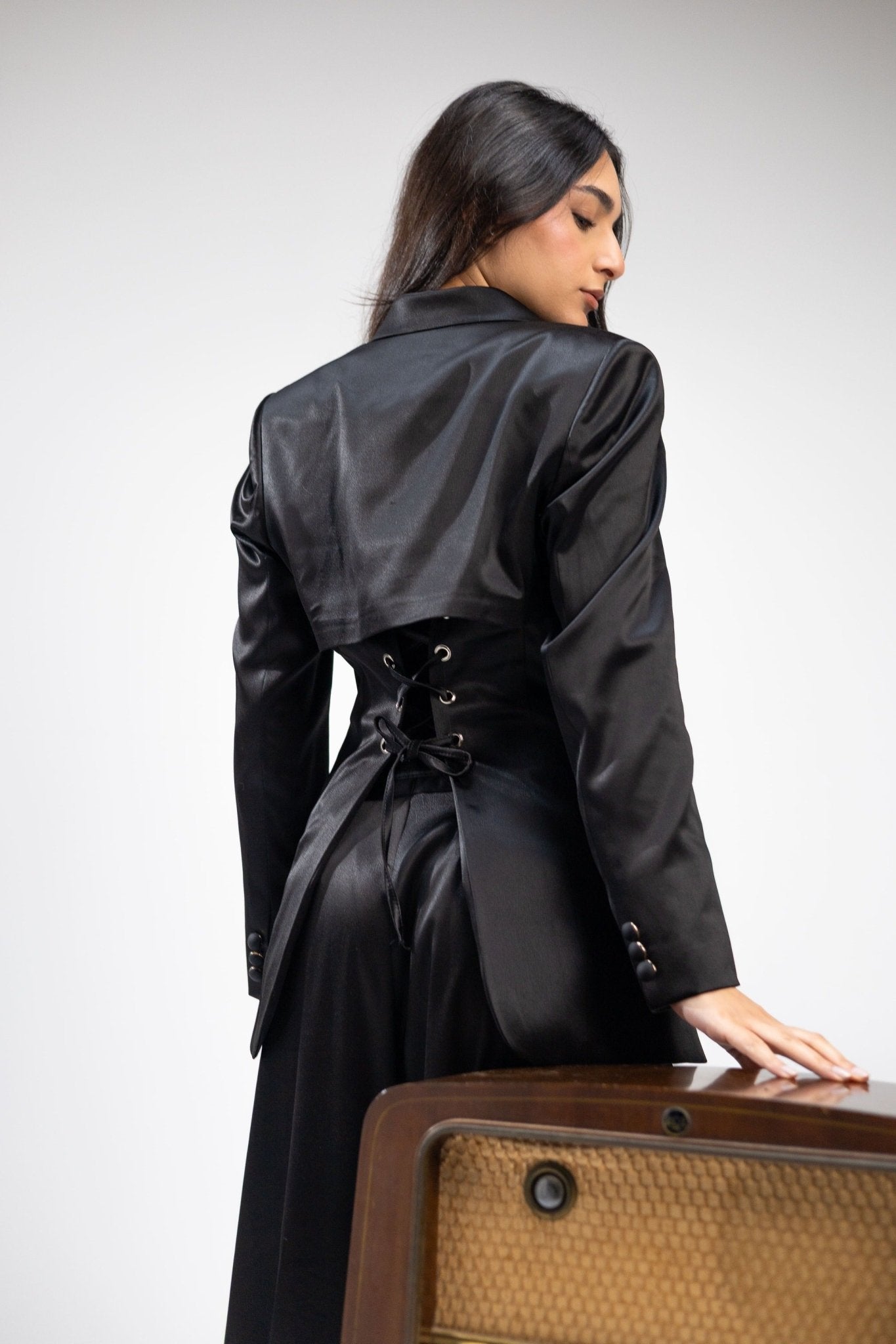 Silk Blazer Black - Fatima Egy