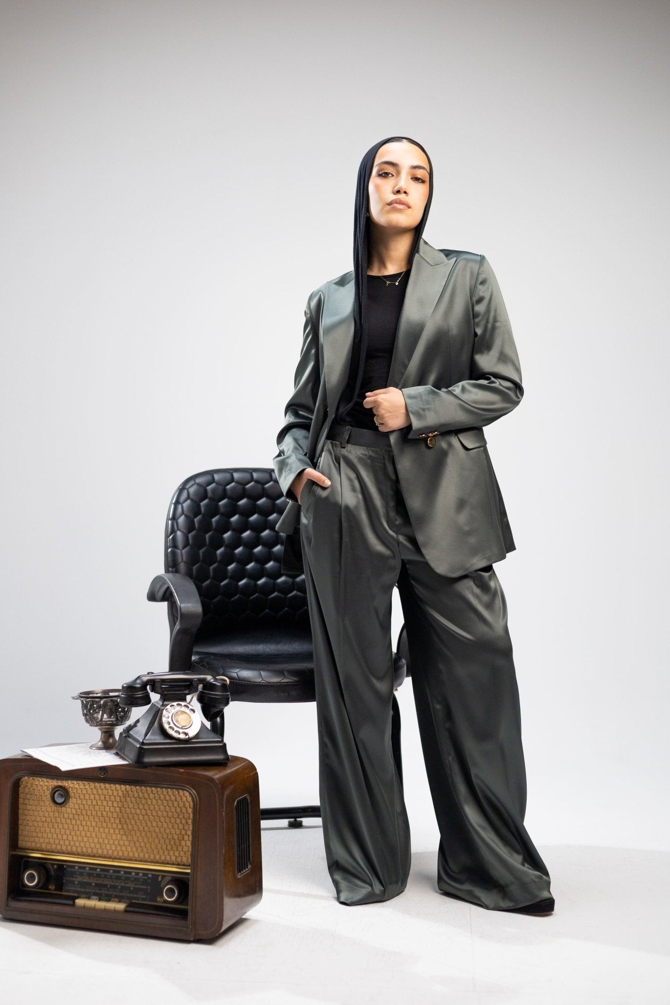 Silk Suit Olive - Fatima Egy