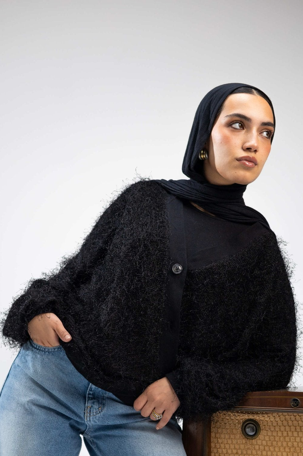 Mohair Long-Thread Cardigan